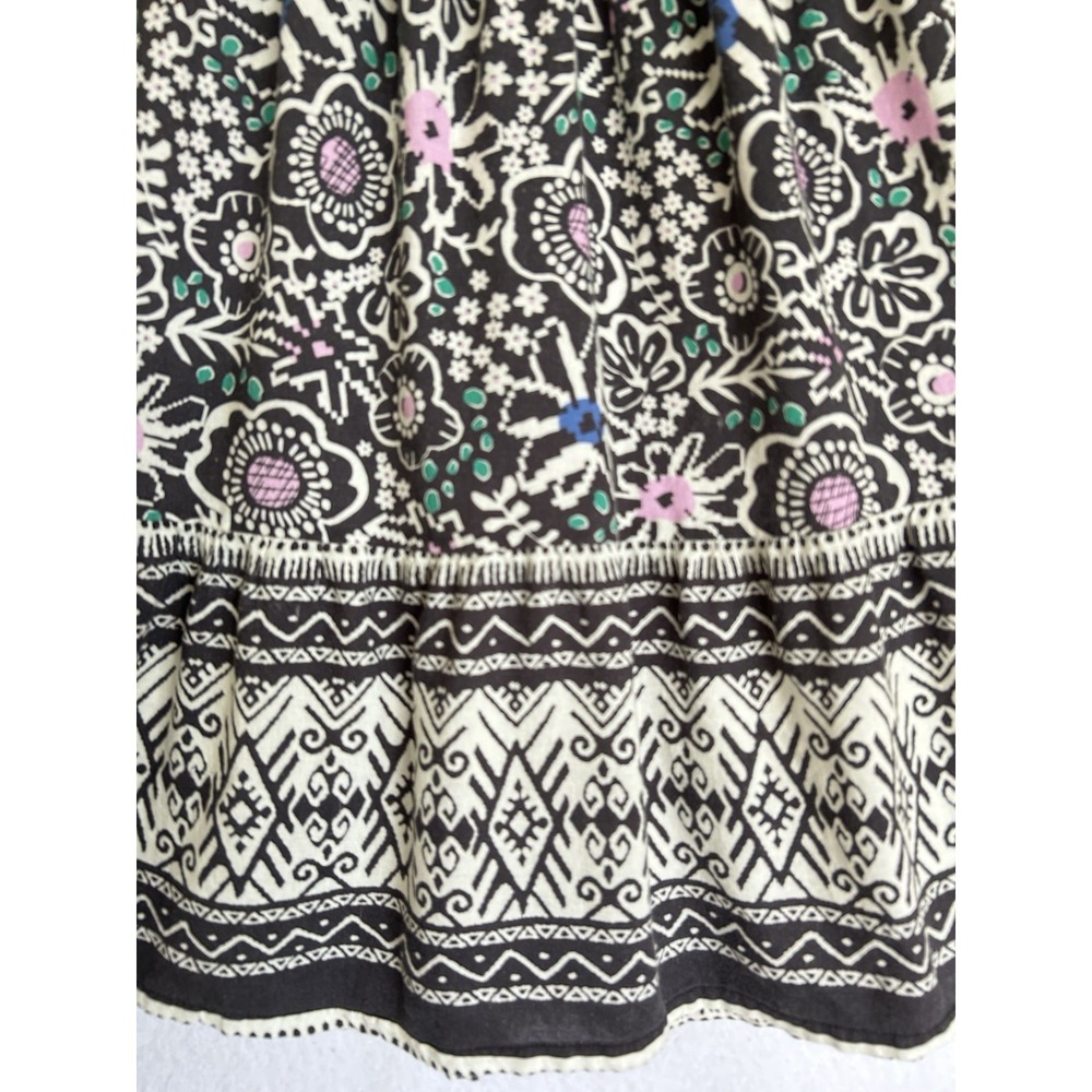 Marine Layer Corinne Tencel Linen Smocked Waist Boho Hippie Print Maxi Skirt XS - Picture 2 of 5
